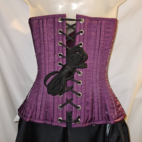 NEW 22" XS PURPLE IRIDESCENT SILK TIGHT LACING BABYLON CORSET - Picture 5 of 15